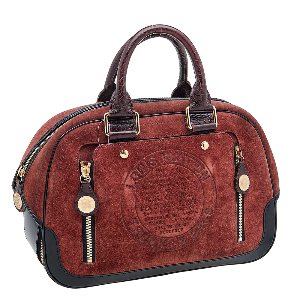 LOUIS VUITTON Brown/Black Suede And Leather Havana Stamped Trunk GM Bag - Picture 3 of 9